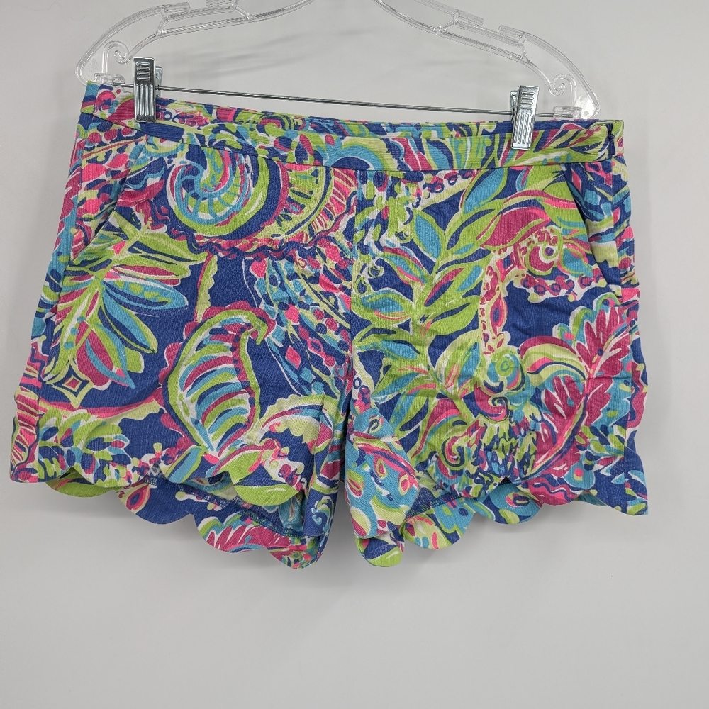 Lilly Pulitzer Magnolia Shorts Toucan Scalloped Women 8 Resortwear Beachy Preppy